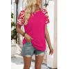 image:imageWIHOLL Womens Summer Tops Color Block Short Sleeve Raglan Shirts Spring Fashion Clothes Vacation OutfitsLeopard Pink