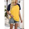 image:imageWIHOLL Womens Summer Tops Color Block Short Sleeve Raglan Shirts Spring Fashion Clothes Vacation OutfitsNavy Yellow