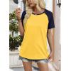 image:imageWIHOLL Womens Summer Tops Color Block Short Sleeve Raglan Shirts Spring Fashion Clothes Vacation OutfitsNavy Yellow