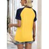 image:imageWIHOLL Womens Summer Tops Color Block Short Sleeve Raglan Shirts Spring Fashion Clothes Vacation OutfitsNavy Yellow