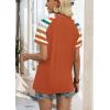 image:imageWIHOLL Womens Summer Tops Color Block Short Sleeve Raglan Shirts Spring Fashion Clothes Vacation OutfitsStriped Orange