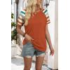 image:imageWIHOLL Womens Summer Tops Color Block Short Sleeve Raglan Shirts Spring Fashion Clothes Vacation OutfitsStriped Orange