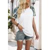 image:imageWIHOLL Womens Summer Tops Color Block Short Sleeve Raglan Shirts Spring Fashion Clothes Vacation OutfitsWhite