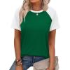 image:imageWIHOLL Womens Summer Tops Color Block Short Sleeve Raglan Shirts Spring Fashion Clothes Vacation OutfitsWhite Green