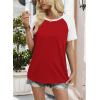 image:imageWIHOLL Womens Summer Tops Color Block Short Sleeve Raglan Shirts Spring Fashion Clothes Vacation OutfitsWhite Red