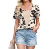 image:imageWIHOLL Womens Summer Tops Trendy 2 in 1 Blouses Short Sleeve Shirts Casual T Shirts Beach Vacation ClothesBeige Floral