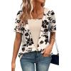 image:imageWIHOLL Womens Summer Tops Trendy 2 in 1 Blouses Short Sleeve Shirts Casual T Shirts Beach Vacation ClothesBeige Floral
