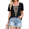 image:imageWIHOLL Womens Summer Tops Trendy 2 in 1 Blouses Short Sleeve Shirts Casual T Shirts Beach Vacation ClothesBlack Leopard Print