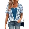 image:imageWIHOLL Womens Summer Tops Trendy 2 in 1 Blouses Short Sleeve Shirts Casual T Shirts Beach Vacation ClothesBlue Ethnic Floral