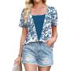 image:imageWIHOLL Womens Summer Tops Trendy 2 in 1 Blouses Short Sleeve Shirts Casual T Shirts Beach Vacation ClothesBlue Ethnic Floral
