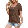 image:imageWIHOLL Womens Summer Tops Trendy 2 in 1 Blouses Short Sleeve Shirts Casual T Shirts Beach Vacation ClothesBrown Leopard Print