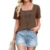 image:imageWIHOLL Womens Summer Tops Trendy 2 in 1 Blouses Short Sleeve Shirts Casual T Shirts Beach Vacation ClothesBrown Leopard Print