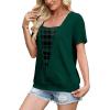 image:imageWIHOLL Womens Summer Tops Trendy 2 in 1 Blouses Short Sleeve Shirts Casual T Shirts Beach Vacation ClothesDark Green