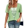 image:imageWIHOLL Womens Summer Tops Trendy 2 in 1 Blouses Short Sleeve Shirts Casual T Shirts Beach Vacation ClothesGreen Floral
