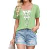 image:imageWIHOLL Womens Summer Tops Trendy 2 in 1 Blouses Short Sleeve Shirts Casual T Shirts Beach Vacation ClothesGreen Floral
