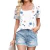 image:imageWIHOLL Womens Summer Tops Trendy 2 in 1 Blouses Short Sleeve Shirts Casual T Shirts Beach Vacation ClothesLeaf Flower