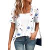 image:imageWIHOLL Womens Summer Tops Trendy 2 in 1 Blouses Short Sleeve Shirts Casual T Shirts Beach Vacation ClothesLeaf Flower