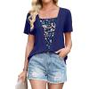 image:imageWIHOLL Womens Summer Tops Trendy 2 in 1 Blouses Short Sleeve Shirts Casual T Shirts Beach Vacation ClothesNavy Floral