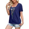 image:imageWIHOLL Womens Summer Tops Trendy 2 in 1 Blouses Short Sleeve Shirts Casual T Shirts Beach Vacation ClothesNavy Floral