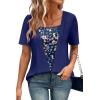 image:imageWIHOLL Womens Summer Tops Trendy 2 in 1 Blouses Short Sleeve Shirts Casual T Shirts Beach Vacation ClothesNavy Floral