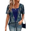 image:imageWIHOLL Womens Summer Tops Trendy 2 in 1 Blouses Short Sleeve Shirts Casual T Shirts Beach Vacation ClothesNavy Print