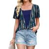 image:imageWIHOLL Womens Summer Tops Trendy 2 in 1 Blouses Short Sleeve Shirts Casual T Shirts Beach Vacation ClothesNavy Print