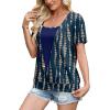 image:imageWIHOLL Womens Summer Tops Trendy 2 in 1 Blouses Short Sleeve Shirts Casual T Shirts Beach Vacation ClothesNavy Print