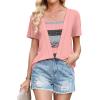 image:imageWIHOLL Womens Summer Tops Trendy 2 in 1 Blouses Short Sleeve Shirts Casual T Shirts Beach Vacation ClothesPink Stripe