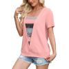 image:imageWIHOLL Womens Summer Tops Trendy 2 in 1 Blouses Short Sleeve Shirts Casual T Shirts Beach Vacation ClothesPink Stripe
