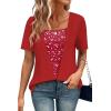 image:imageWIHOLL Womens Summer Tops Trendy 2 in 1 Blouses Short Sleeve Shirts Casual T Shirts Beach Vacation ClothesRed Polka Dots
