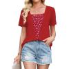 image:imageWIHOLL Womens Summer Tops Trendy 2 in 1 Blouses Short Sleeve Shirts Casual T Shirts Beach Vacation ClothesRed Polka Dots