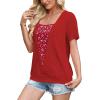 image:imageWIHOLL Womens Summer Tops Trendy 2 in 1 Blouses Short Sleeve Shirts Casual T Shirts Beach Vacation ClothesRed Polka Dots