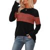 image:imageWIHOLL Womens Sweaters Trendy Color Block Tops Long Sleeve Shirts Fall Outfits Early Fall Fashion 2025 Winter ClothingCaramel