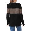 image:imageWIHOLL Womens Sweaters Trendy Color Block Tops Long Sleeve Shirts Fall Outfits Early Fall Fashion 2025 Winter ClothingCoffee