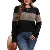image:imageWIHOLL Womens Sweaters Trendy Color Block Tops Long Sleeve Shirts Fall Outfits Early Fall Fashion 2025 Winter ClothingCoffee
