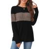 image:imageWIHOLL Womens Sweaters Trendy Color Block Tops Long Sleeve Shirts Fall Outfits Early Fall Fashion 2025 Winter ClothingCoffee
