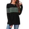 image:imageWIHOLL Womens Sweaters Trendy Color Block Tops Long Sleeve Shirts Fall Outfits Early Fall Fashion 2025 Winter ClothingGreen