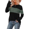 image:imageWIHOLL Womens Sweaters Trendy Color Block Tops Long Sleeve Shirts Fall Outfits Early Fall Fashion 2025 Winter ClothingGreen