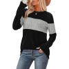 image:imageWIHOLL Womens Sweaters Trendy Color Block Tops Long Sleeve Shirts Fall Outfits Early Fall Fashion 2025 Winter ClothingGrey