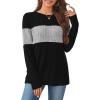 image:imageWIHOLL Womens Sweaters Trendy Color Block Tops Long Sleeve Shirts Fall Outfits Early Fall Fashion 2025 Winter ClothingGrey