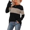 image:imageWIHOLL Womens Sweaters Trendy Color Block Tops Long Sleeve Shirts Fall Outfits Early Fall Fashion 2025 Winter ClothingKhaki
