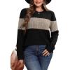 image:imageWIHOLL Womens Sweaters Trendy Color Block Tops Long Sleeve Shirts Fall Outfits Early Fall Fashion 2025 Winter ClothingKhaki