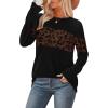 image:imageWIHOLL Womens Sweaters Trendy Color Block Tops Long Sleeve Shirts Fall Outfits Early Fall Fashion 2025 Winter ClothingLeopard