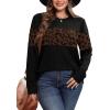 image:imageWIHOLL Womens Sweaters Trendy Color Block Tops Long Sleeve Shirts Fall Outfits Early Fall Fashion 2025 Winter ClothingLeopard