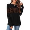 image:imageWIHOLL Womens Sweaters Trendy Color Block Tops Long Sleeve Shirts Fall Outfits Early Fall Fashion 2025 Winter ClothingLeopard