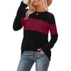 image:imageWIHOLL Womens Sweaters Trendy Color Block Tops Long Sleeve Shirts Fall Outfits Early Fall Fashion 2025 Winter ClothingMaroon