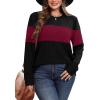 image:imageWIHOLL Womens Sweaters Trendy Color Block Tops Long Sleeve Shirts Fall Outfits Early Fall Fashion 2025 Winter ClothingMaroon