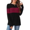 image:imageWIHOLL Womens Sweaters Trendy Color Block Tops Long Sleeve Shirts Fall Outfits Early Fall Fashion 2025 Winter ClothingMaroon