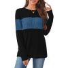 image:imageWIHOLL Womens Sweaters Trendy Color Block Tops Long Sleeve Shirts Fall Outfits Early Fall Fashion 2025 Winter ClothingNavy