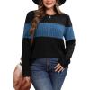 image:imageWIHOLL Womens Sweaters Trendy Color Block Tops Long Sleeve Shirts Fall Outfits Early Fall Fashion 2025 Winter ClothingNavy